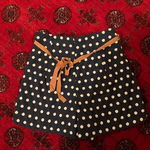 Anthropologie Navy and Cream Polka Dot Shorts NWOT